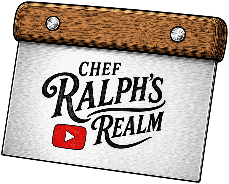 Chef Ralph's Realm mark set on a bench scraper
