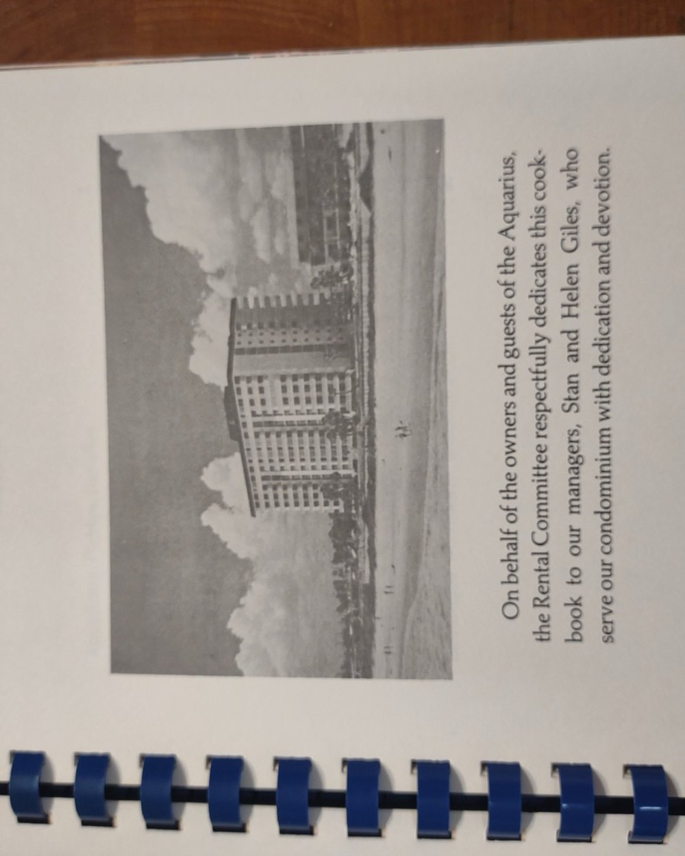 Cover and dedication page of the Aquarius community cookbook