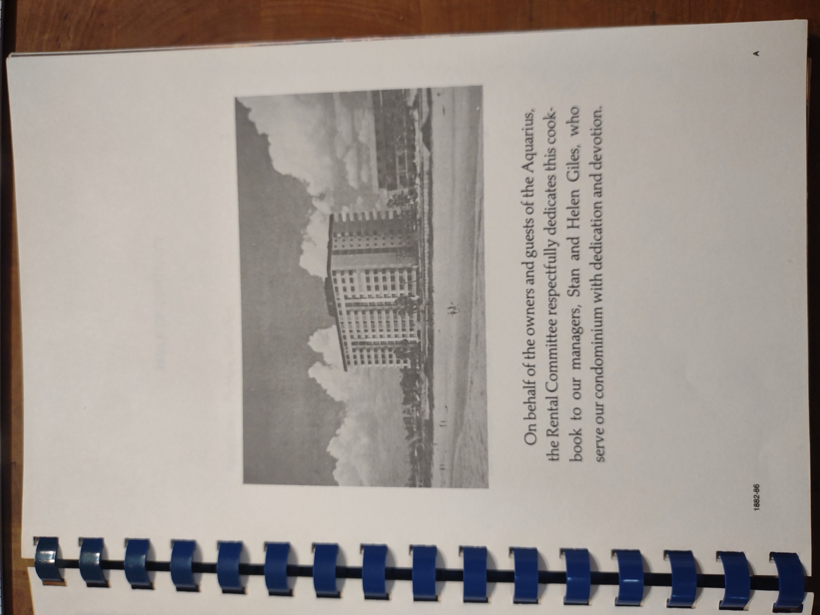 Cover and dedication page of the Aquarius community cookbook