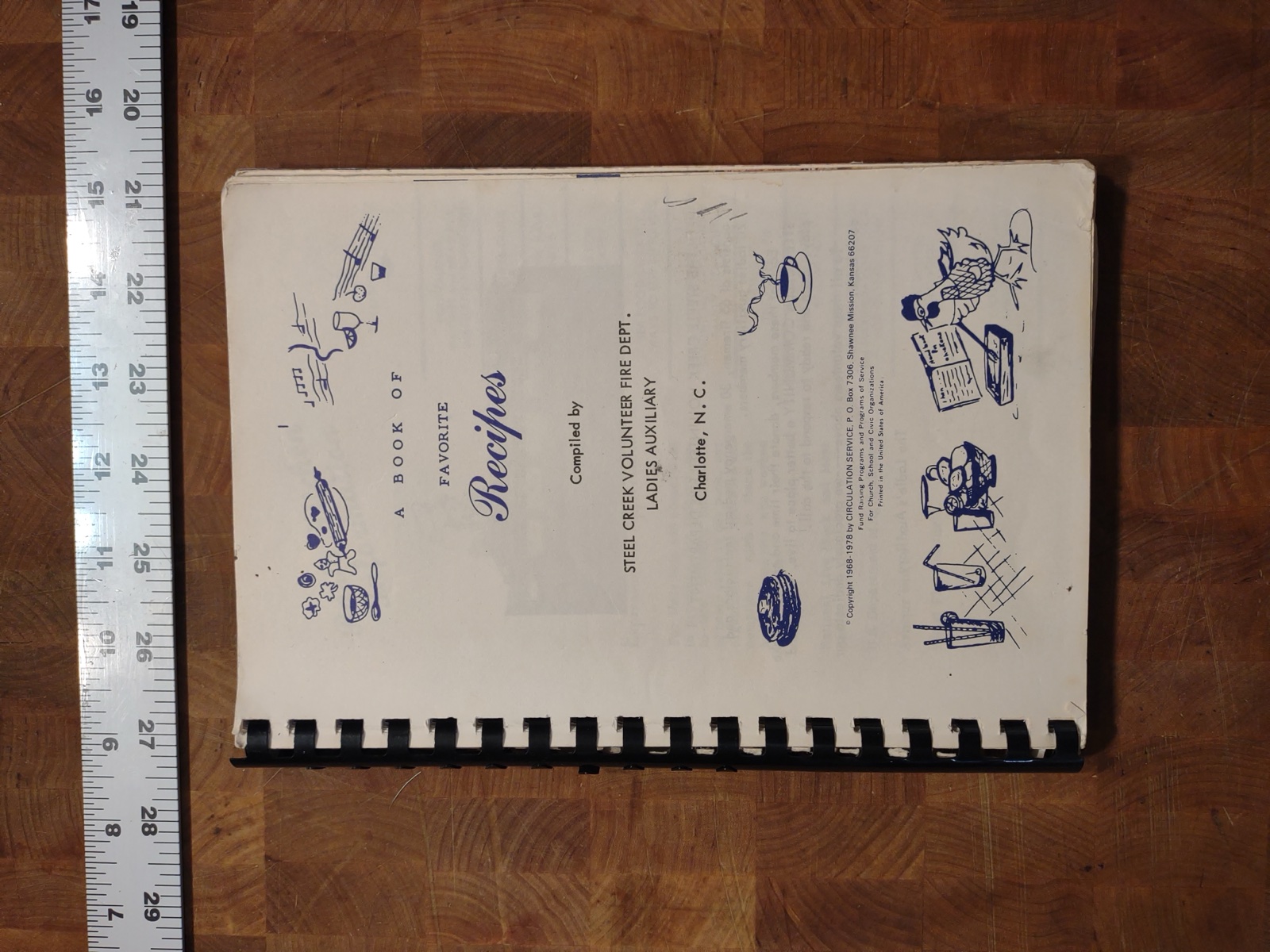 Cover and interior of A Book of Favorite Recipes, Steel Creek Volunteer Fire Dept. Ladies Auxiliary
