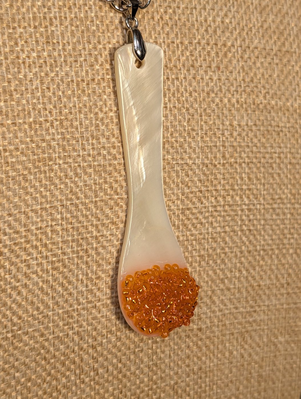 Close detail of Caviar Spoon Necklace No. 1