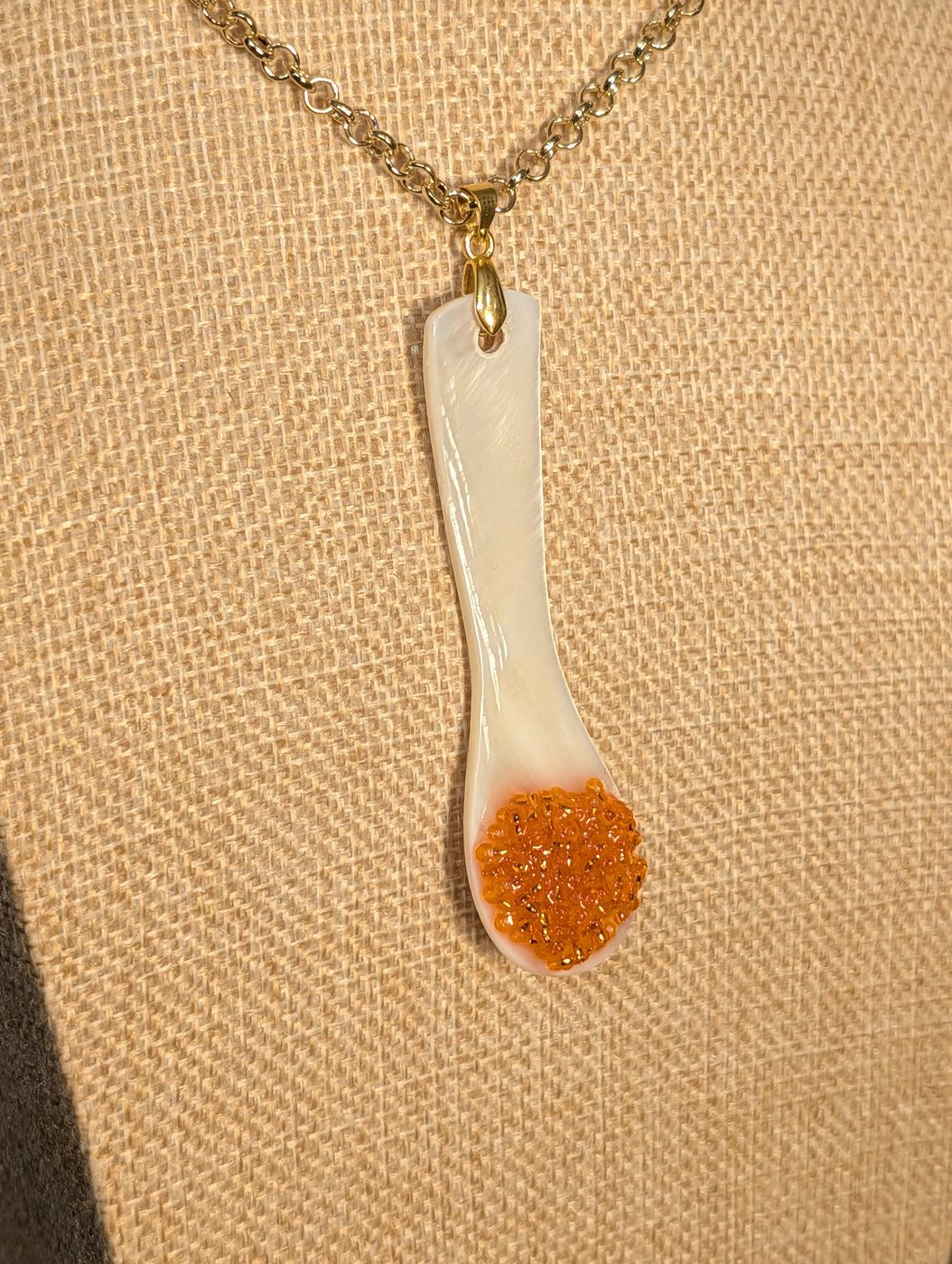 Close detail of Caviar Spoon Necklace No. 3