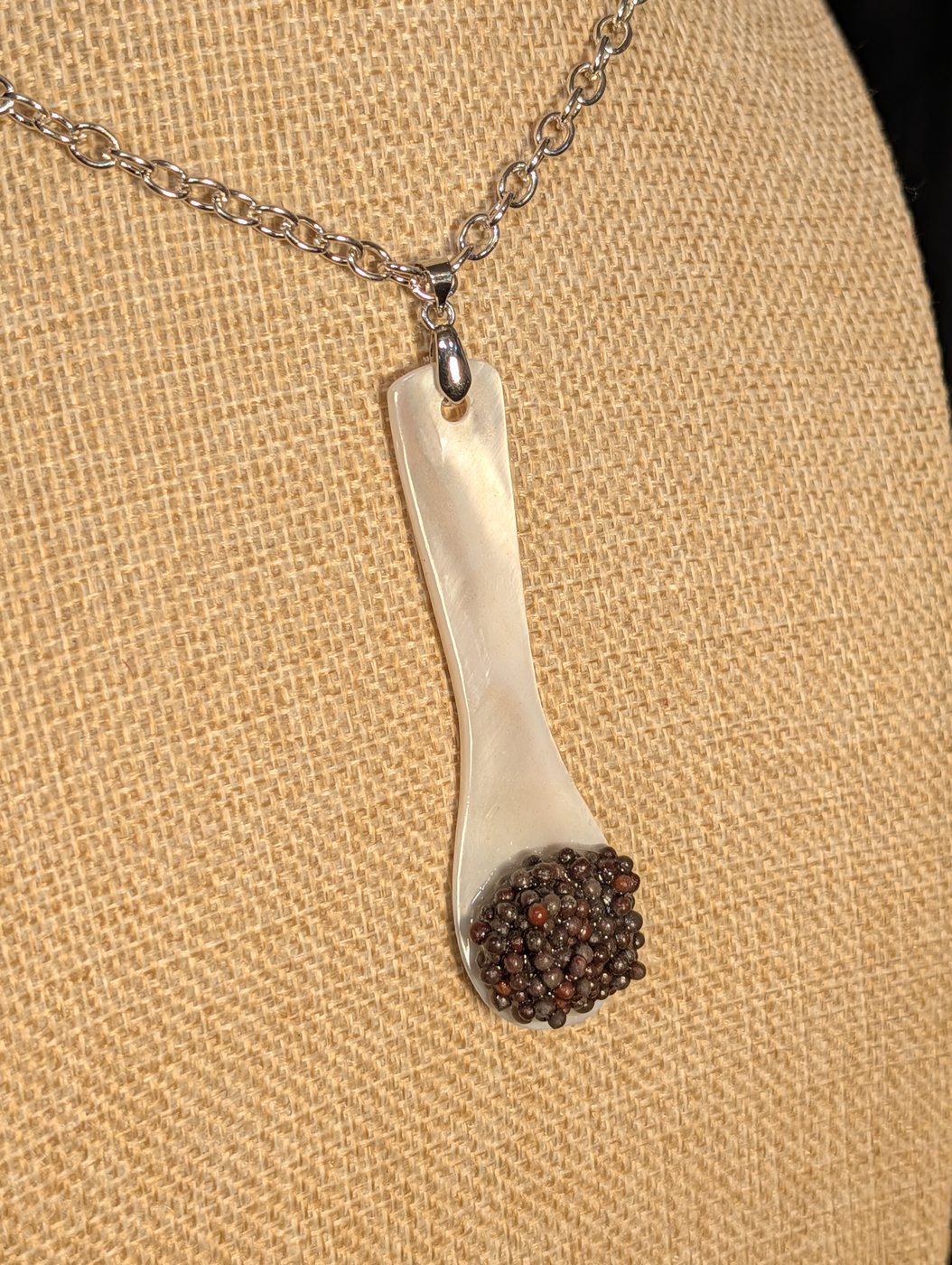 Close detail of Caviar Spoon Necklace No. 4