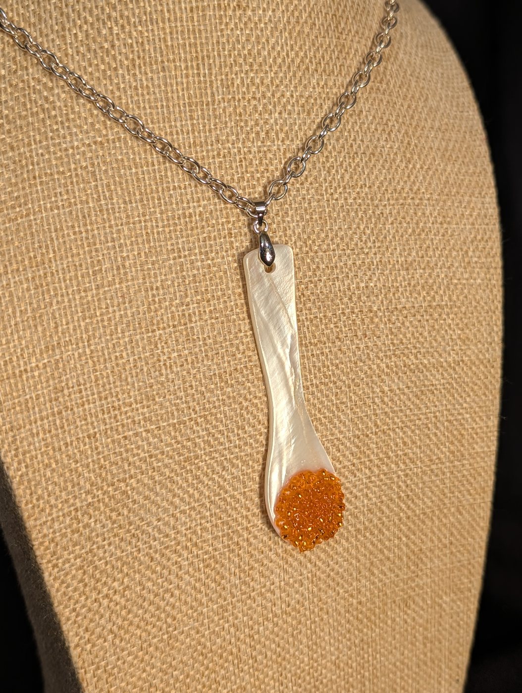 Close detail of Caviar Spoon Necklace No. 6