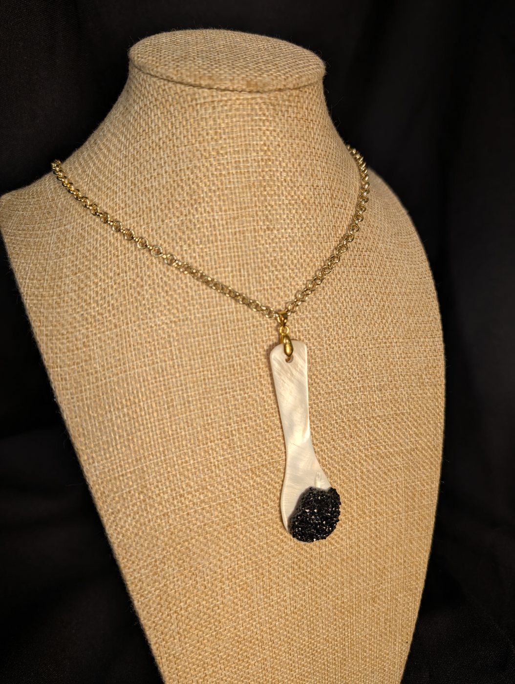 Close detail of Caviar Spoon Necklace No. 7